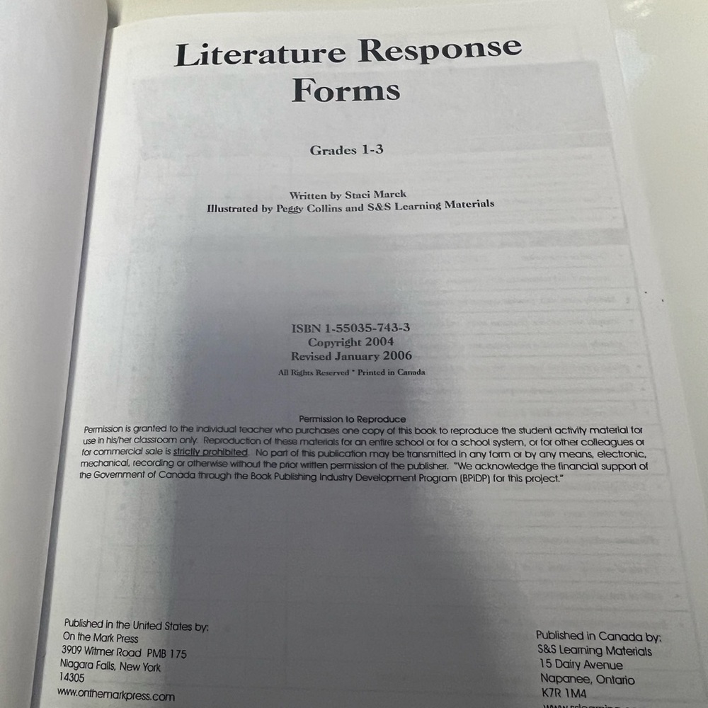Children Resource Book: Literature Response Forms - Picture 2 of 3